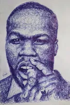 Scribble portrait of famous American rapper 