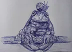 Frog and snail - ballpoint pen art thumbnail