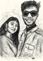 Scribble portrait of my Friend with his girlfriend! thumbnail