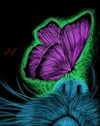 The attraction of cats to butterflies - Digital scribble artwork thumbnail