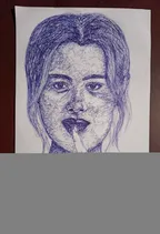 Scribble portrait of a lady- ballpoint pen drawing ✒️ thumbnail