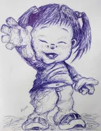 Scribble portrait of a baby doll thumbnail