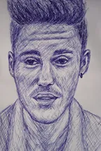 Portrait of Justin Bieber || ballpoint pen drawing ✒️ thumbnail