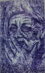 The worried look of the old woman - my new ballpoint pen artwork✒️ thumbnail