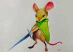 Warrior mouse - pencil sketch with color pencil thumbnail