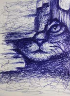 Scribble drawing of hidden cat face thumbnail