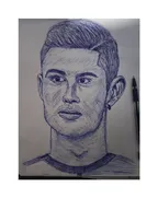 Sketch of Cristiano Ronaldo-[ ballpoint pen drawing ✒️] thumbnail