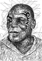 Scribble portrait of American boxer 