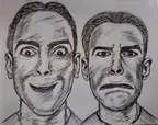 Two emotions in the face of two men- pen drawing ✒️ thumbnail