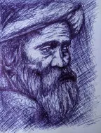 Scribble portrait of a old bearded man || ballpoint pen drawing thumbnail