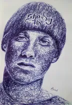 Scribble portrait of American rapper 