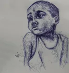 Scribble sketch art - A worried kid! thumbnail