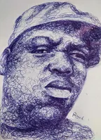 Scribble portrait of American rapper 