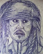 Scribble portrait of Captain Jack sparrow- pen drawing thumbnail